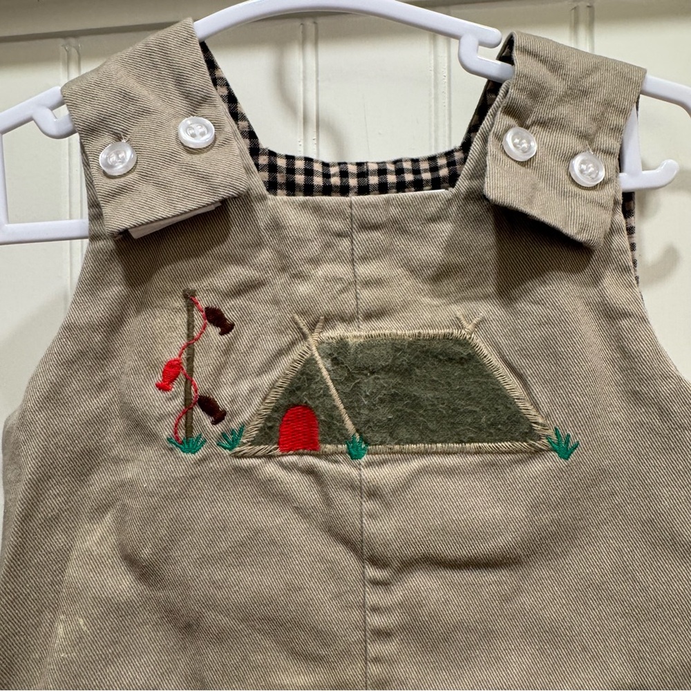 Bailey Boys Lion and Camping theme shortall - 6 month - REVERSIBLE - TWO IN ONE - Picture 2 of 7